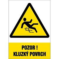 Značka Pozor – kluzký povrch, samolepicí fólie, 148 × 210 mm